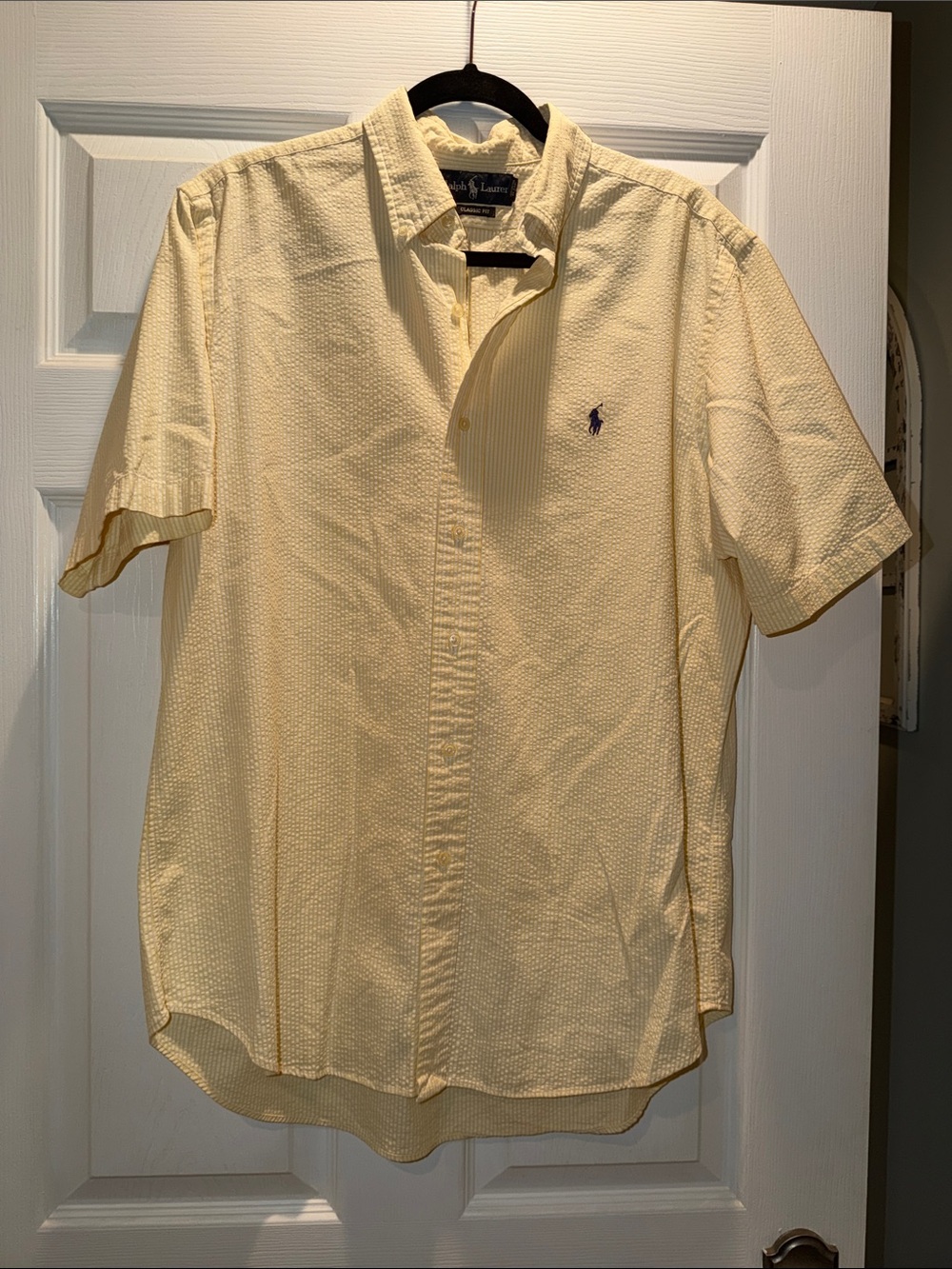 Ralph Lauren Pale Yellow Short-Sleeve Button-Down Shirt